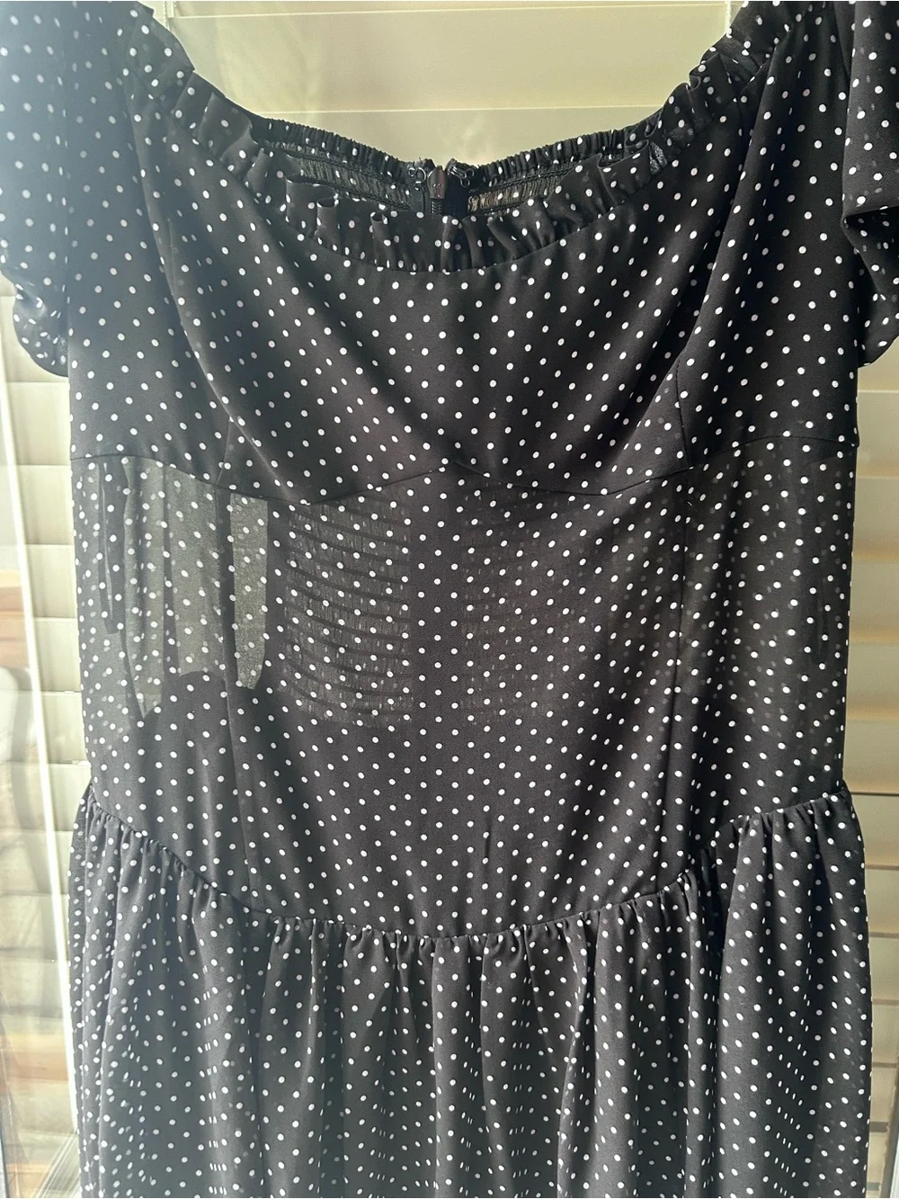 Reformation Black w/White Dots Mini Dress w/Sheer Middle Except For Zipper. 10